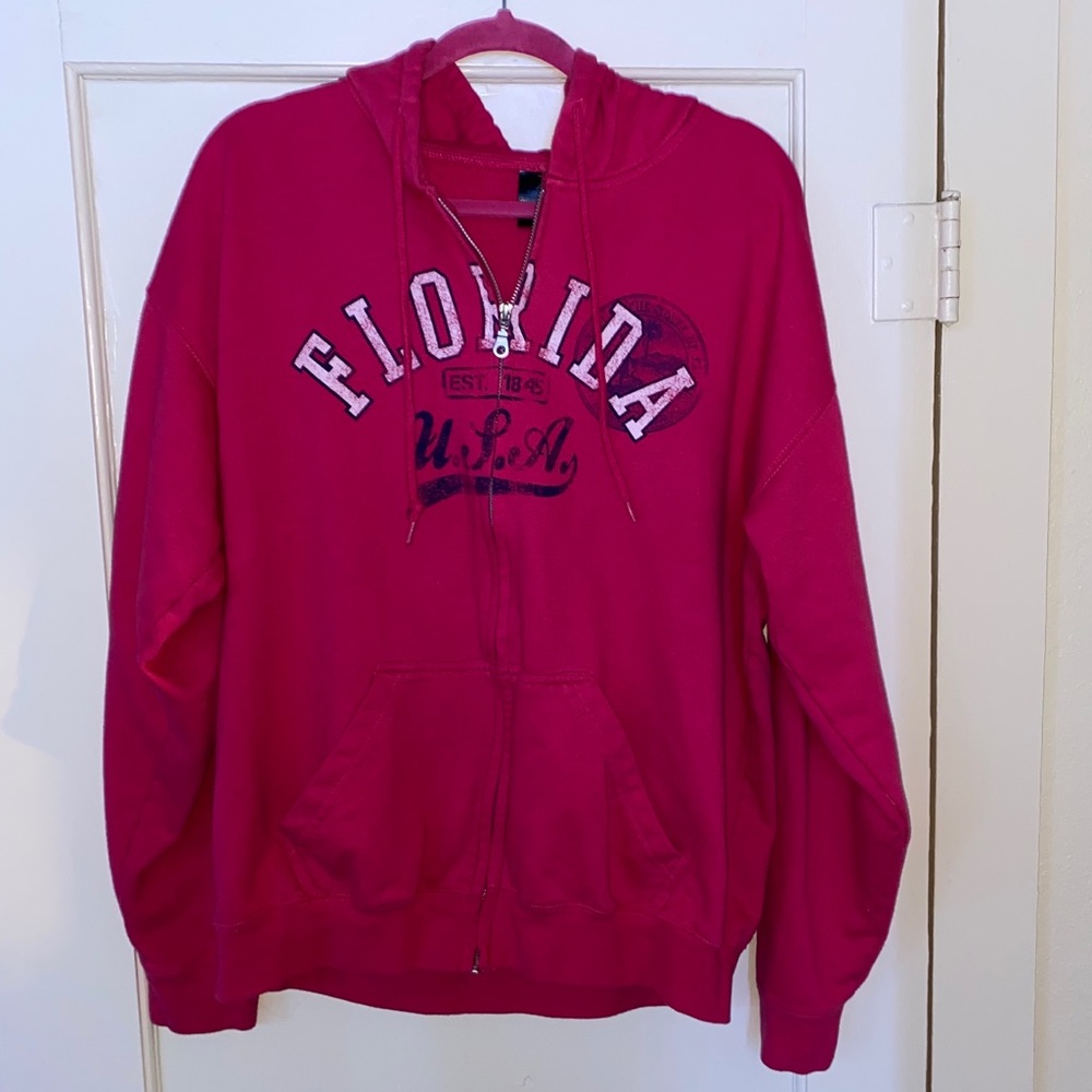 Point Sportwear Hot Pink Zip Up Florida Hoodie